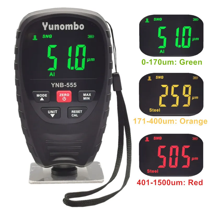 2021 Yunombo YNB-555 Цифровой Автоматический Измеритель Толщины краски Автомобиля Тестер Толщины пленки Толщиномер краски покрытия