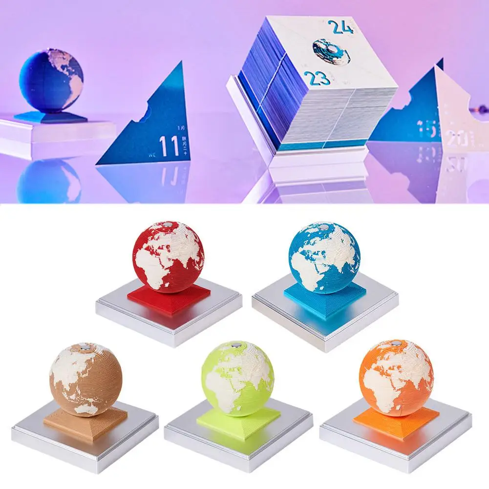 Настольный календарь 3D Stereo Earth Блокнот для заметок Модель Земли Бумажная скульптура Декор Памятка 3D Подарочные заметки Блокнот для офисных заметок C5Y7