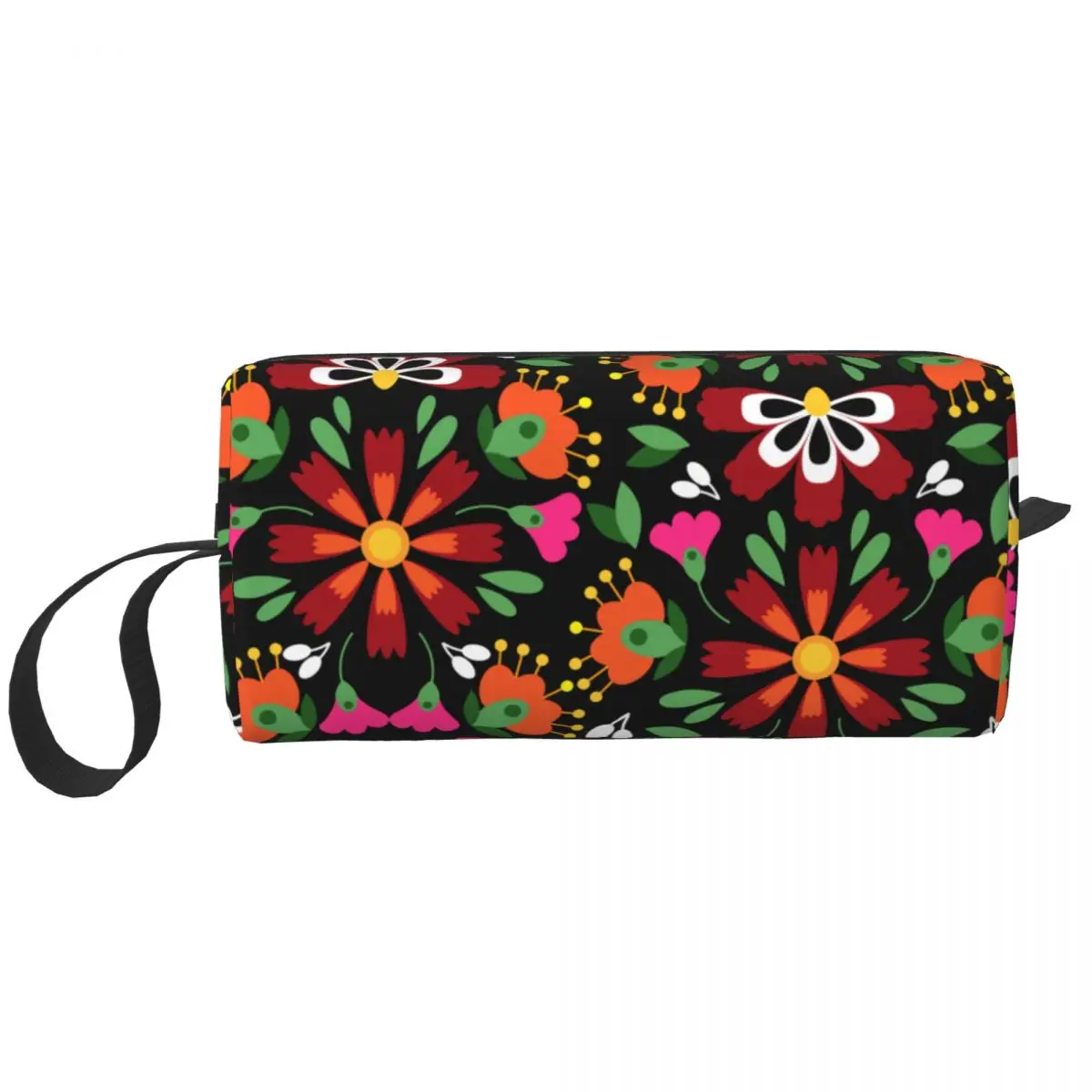 Сумки для макияжа в мексиканском стиле с черным цветком, мужская косметичка, стильная дорожная сумка для хранения кошелька