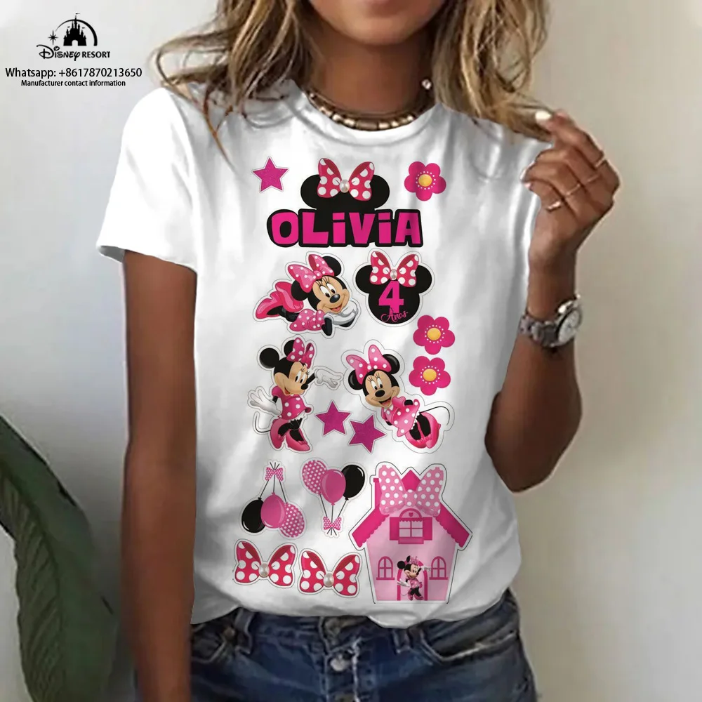 Летняя женская футболка 2024 года с круглым вырезом и 3D-строчкой, спортивная рубашка с короткими рукавами для девочек, повседневная женская футболка уличной моды