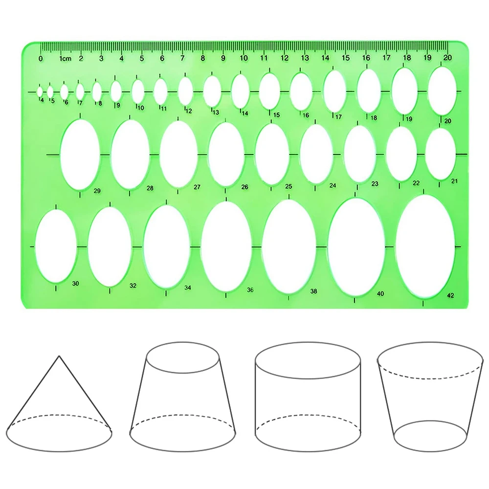 4 Части шаблона Пластиковые линейки Круг Овал Радиус круга Шаблоны для рисования офисных и школьных принадлежностей Чистый Зеленый