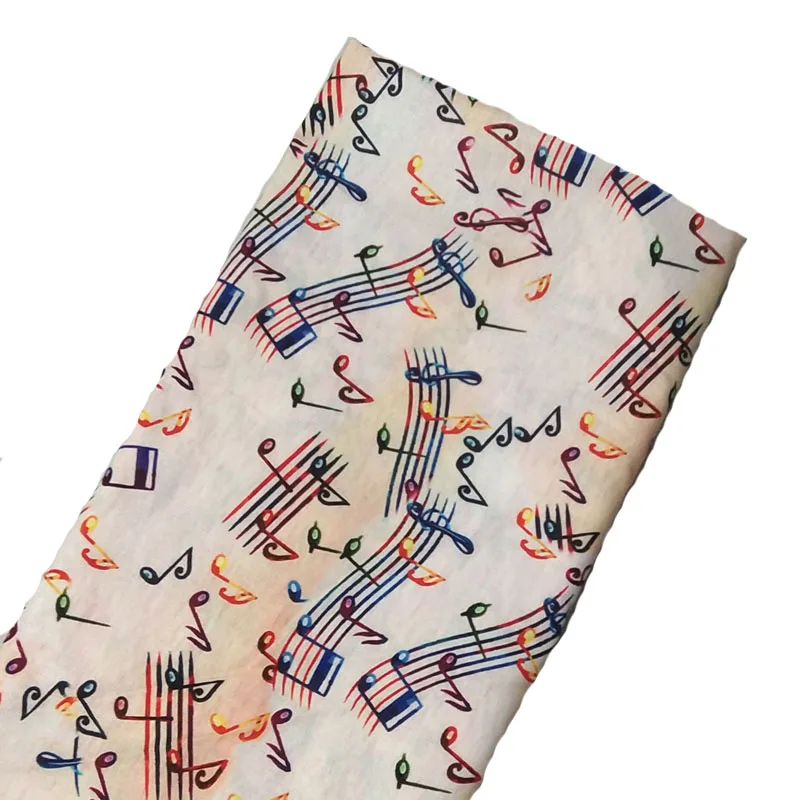 50x105 см Красочная хлопчатобумажная ткань с принтом музыкальной ноты, ткань для музыкальных нот, сумка для домашнего декора из лоскутной ткани
