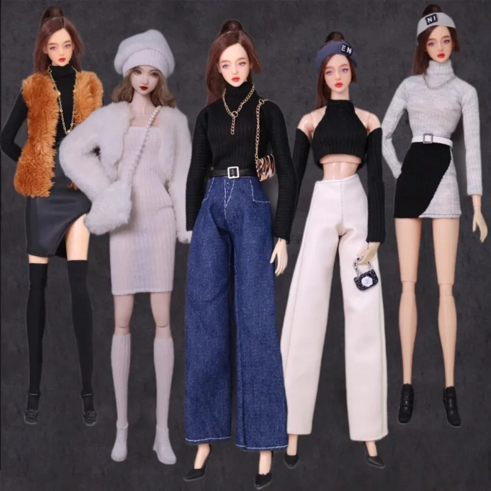 Комплект одежды/ свитер с длинным рукавом, брюки, пальто, сумка, ожерелье, обувь/ аксессуары для куклы 30 см xinyi Fr ST blythe barbie doll
