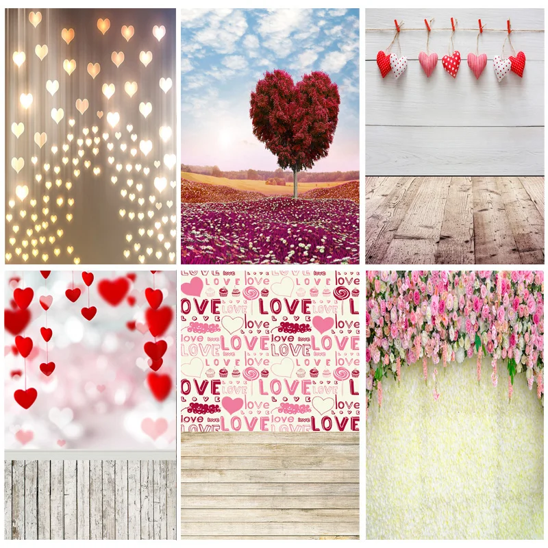 Виниловые Пользовательские Фоны Для Фотосъемки На День Святого Валентина Prop Love Heart Rose Деревянный Пол Фон Для Фотостудии 211215-20
