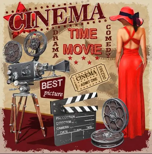 ретро-фильм 1920-х 1930-х 40-х годов, кино, женщина-звезда, фон для плаката, фотографии для вечеринок.