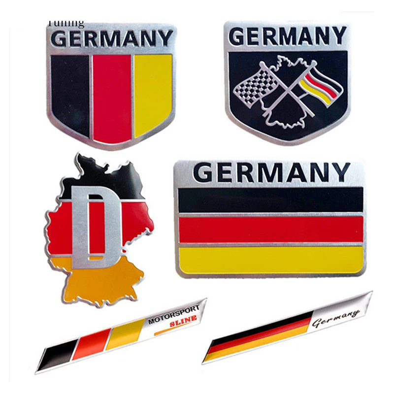 3D Алюминиевый автомобиль Эмблема Германии Флаг Германии Логотип Решетка Значок Наклейка