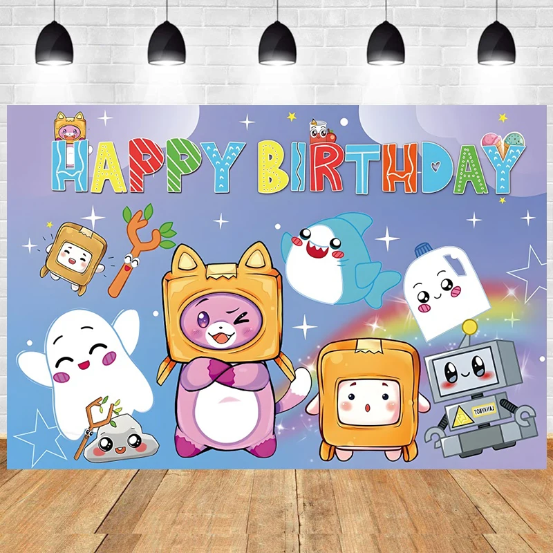 Lankybox С Днем Рождения, фон, украшения для вечеринки, Баннер для детей, девочек, мальчиков, мультяшная фигурка, фоновая фотография Lanky Box