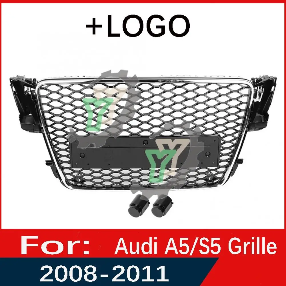 Для Audi A5/S5 2008 2009 2010 2011 Решетка переднего бампера автомобиля, центральная панель, верхняя решетка (модифицирована для стиля RS5)