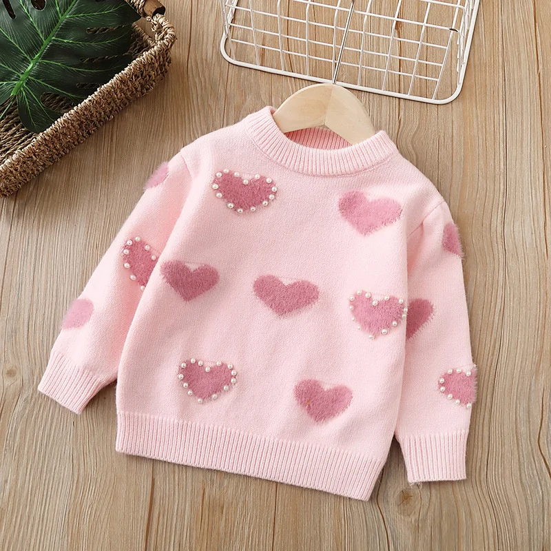 Детские вязаные свитера 2-6 лет Love Pearl Kids, свитер для девочек, одежда Зима-осень, мягкая детская вязаная одежда 2023 г.