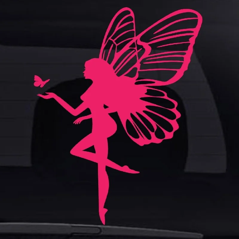 Наклейки на автомобиль, виниловая наклейка с розовой бабочкой и феей, наклейки для маскировки, наклейки на обои, тикер, аксессуары