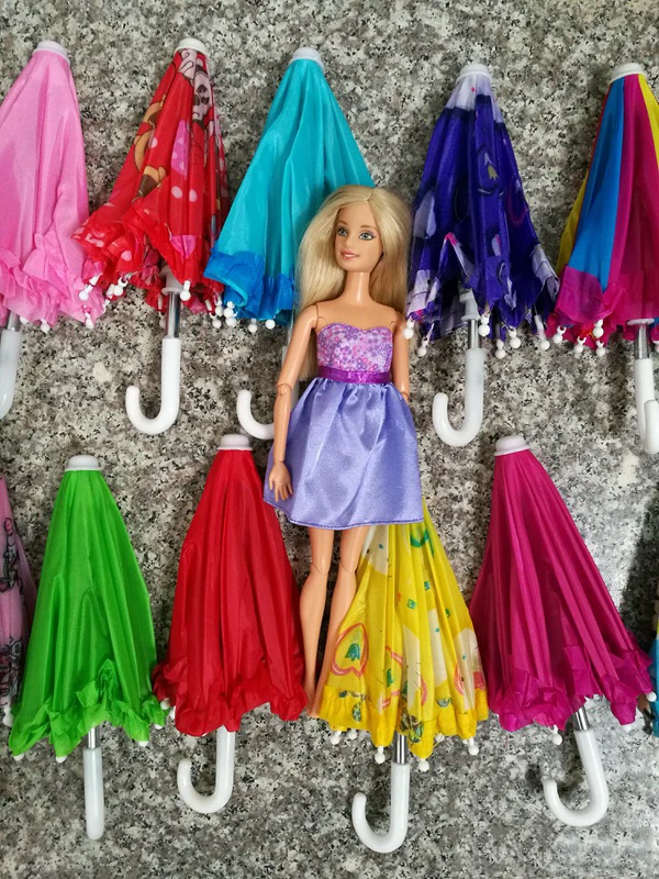 Высококачественный зонт ручной работы для куклы Барби, Аксессуары для кукольного домика, украшения, разные цвета, Рождественский подарок на День рождения для девочки