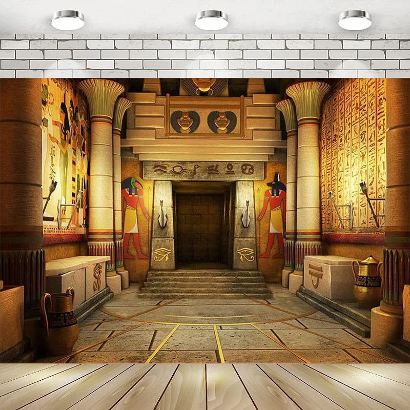 Фон для фотосъемки Древнеегипетского дворца Фон для египетской фрески Украшение баннера для тематической вечеринки в Египте С Днем Рождения