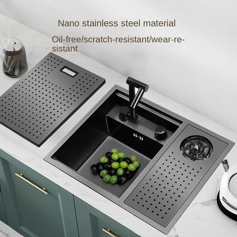 Складная кухонная раковина из нержавеющей стали с крышкой, идеально подходит для дома на колесах и небольшой кухни