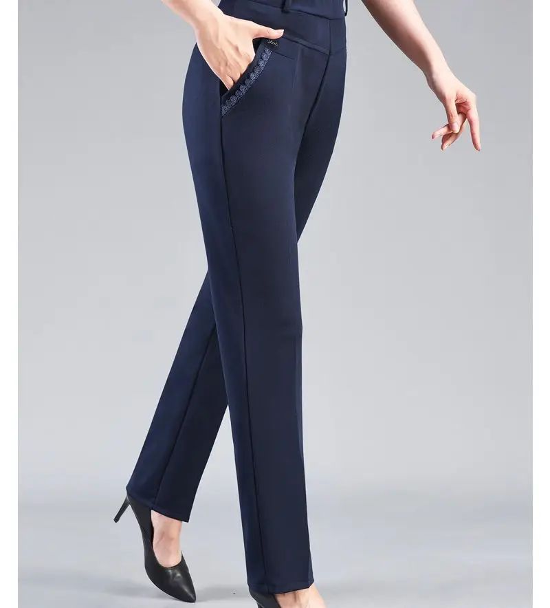 Осенне-весенние брюки 2024, Женские брюки с высокой талией, Эластичные Повседневные, морозостойкие, женские облегающие однотонные брюки W96
