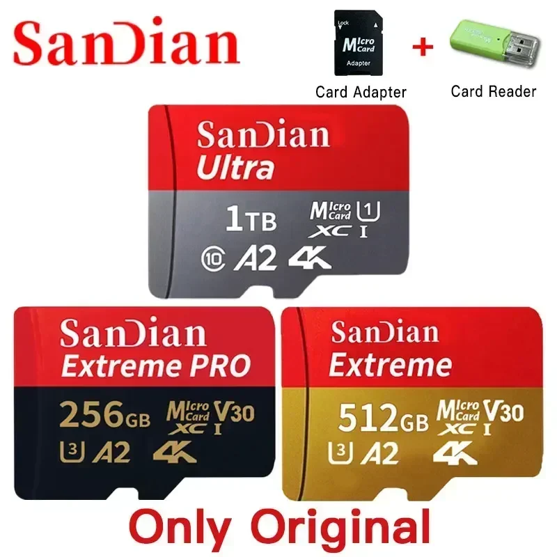 Оригинальная SD-Карта 128 ГБ Micro Memory Card 256 ГБ 1 ТБ Высокоскоростная мини-SD Флэш-Карта Class10 512 ГБ TF-карта для телефонов / ПК/Камер