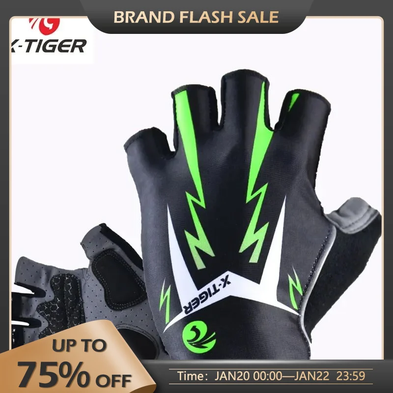 Велосипедные перчатки X-Tiger, светоотражающие перчатки на половину пальца для горного велосипеда, противоскользящие спортивные перчатки для шоссейного велосипеда