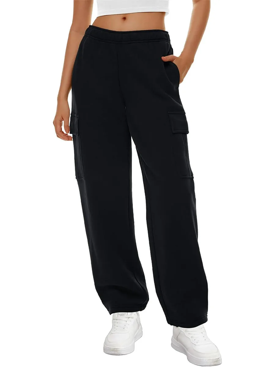 Женские спортивные брюки-карго, повседневные мешковатые джоггеры для тренировок в тренажерном зале Y2K, широкие прямые брюки-карго с карманами