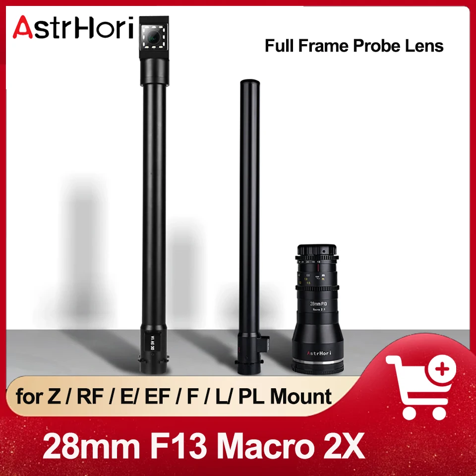 AstrHori 28mm F13 Macro 2X Полнокадровый зондирующий объектив с углом обзора 90 ° / прямой Водонепроницаемый специальный объектив передней камеры