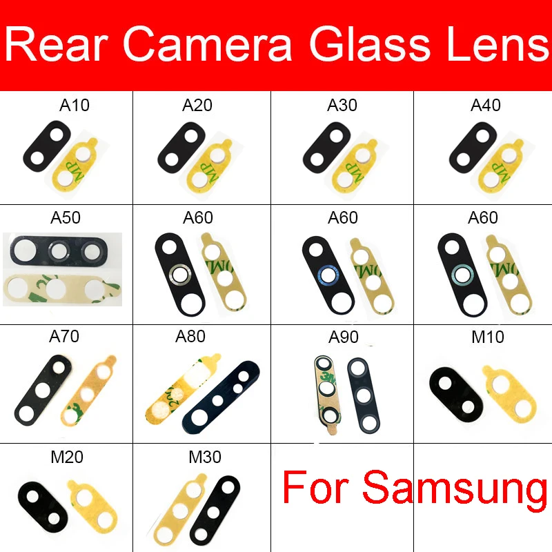 Задняя Стеклянная Крышка камеры Заднего Вида Для Samsung Galaxy A10 A20 A30 A40 A50 A60 A70 A80 A90 M10 M20 M30 Крышка камеры + Клейкая наклейка
