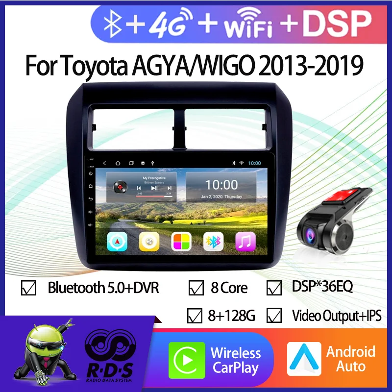 6G + 128G Android 11 Автомобильная GPS-навигация для Toyota AGYA/WIGO 2013-2019 Авторадио Стерео Мультимедийный плеер Поддержка USB DVR