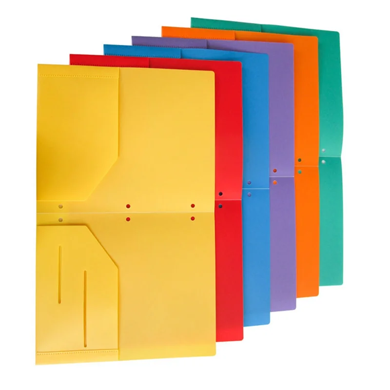 6 Упаковок Сверхпрочных Пластиковых Папок с двумя Карманами, Папок с карманами, Папок с 2 Карманами и 3 Отверстиями, Папок для файлов, 6 цветов