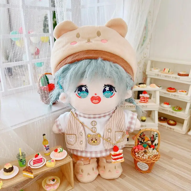 Одежда для куклы idol длиной 20 см, берет с медведем, жилет, сумка из шести предметов, аксессуары для плюшевой куклы длиной 20 см
