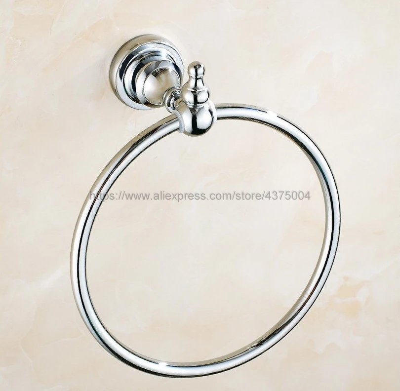 Полированное хромированное круглое кольцо для полотенец, держатель для полотенец, Вешалка для полотенец, Аксессуары для ванной комнаты, украшение дома Nba905