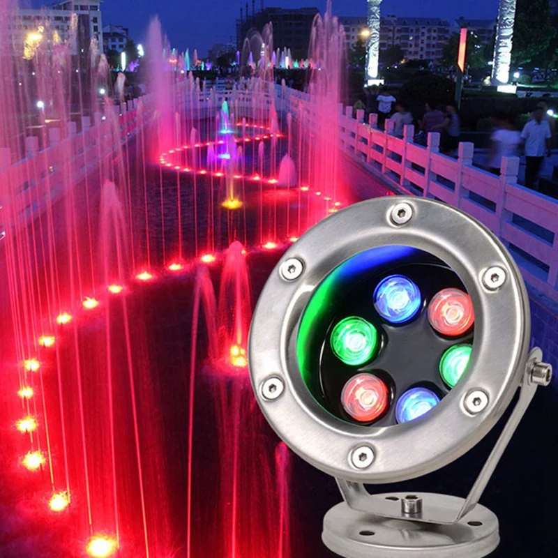 Светильник для Фонтана из нержавеющей Стали LED С Регулируемым Углом Наклона IP68 AC 12V RGB Multi Color Changing Swimming Pool Lamp