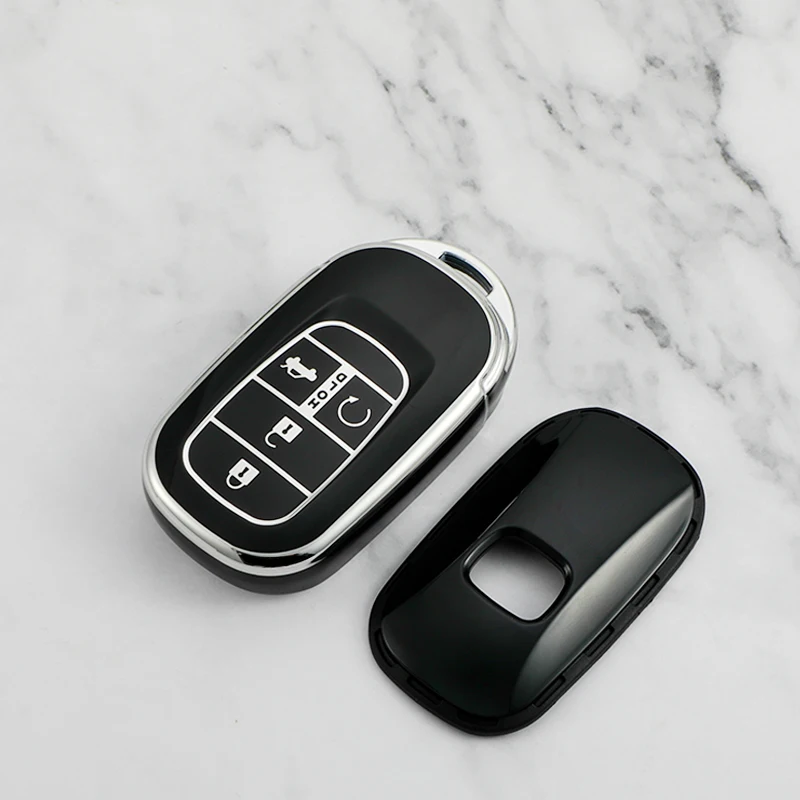 4 Кнопки с серебряным краем, новый чехол для дистанционного ключа автомобиля из ТПУ, чехол для Honda Civic 2022, защитный держатель, брелок, аксессуары без ключа