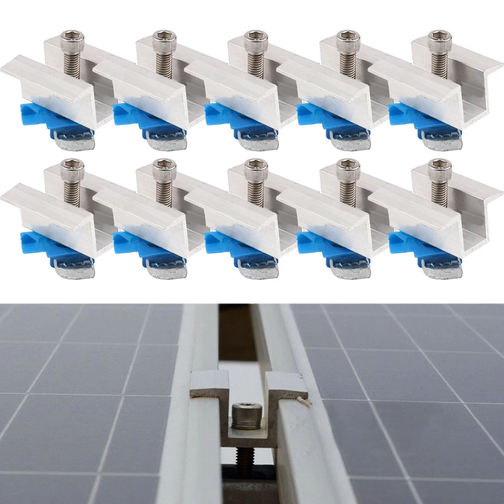 Зажимы для панелей Зажим для солнечной панели Лодочные Домики RVS Замена Аксессуаров для солнечной энергии 10 шт 2 размера Алюминиевый сплав