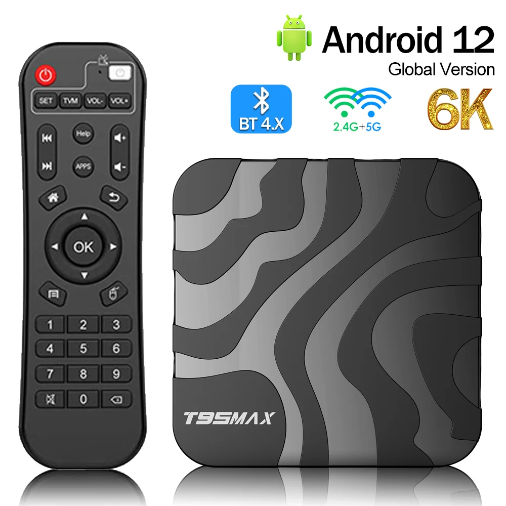 T95MAX H618 Smart TV BOX Android 12 Allwinner 4 ГБ 32 ГБ/64 ГБ/2 ГБ16 ГБ/1 ГБ8 ГБ BT 2,4 Г/5 Г Wifi 6 К HD Медиаплеер Телеприставка