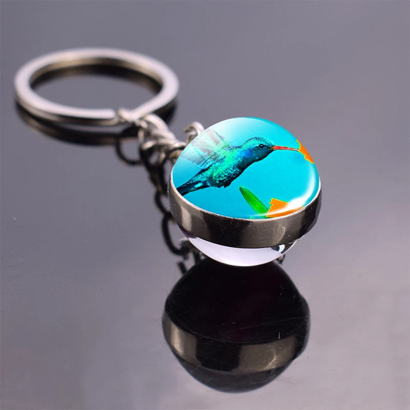 Колибри стеклянный шар брелок-подвеска Птица Животное брелок для ключей от автомобиля Птица Ювелирные изделия