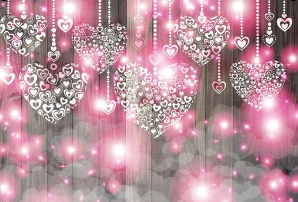 Розово-серые сердечки на День Святого Валентина, розовые фоны в стиле боке, компьютерная печать, принадлежности для вечеринок, фоны для фотостудий.