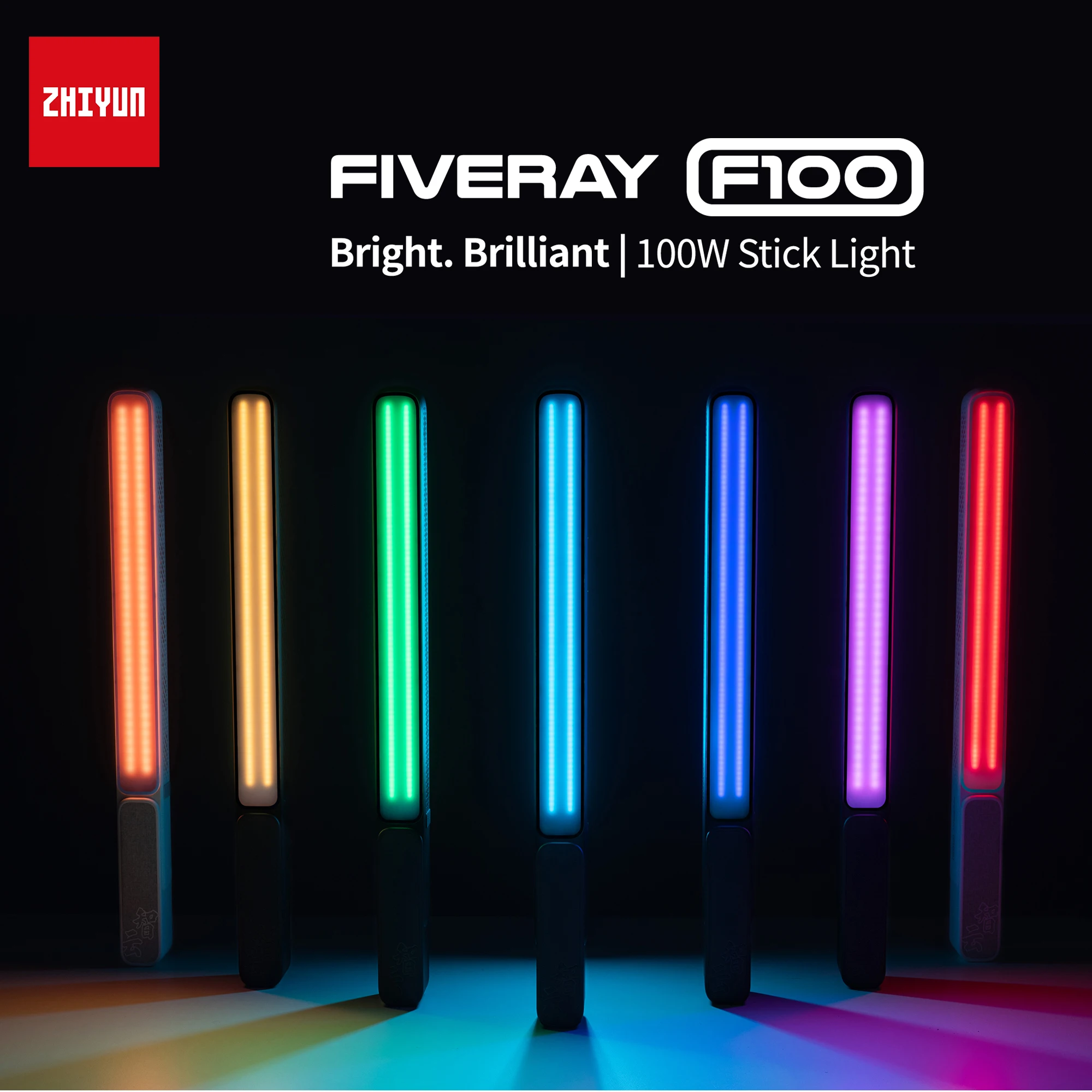 Zhiyun FIVERAY F100 RGB LED Video Light Wand Stick 100W Photography Lamp Ручной Светильник Для Tiktok /Youtube