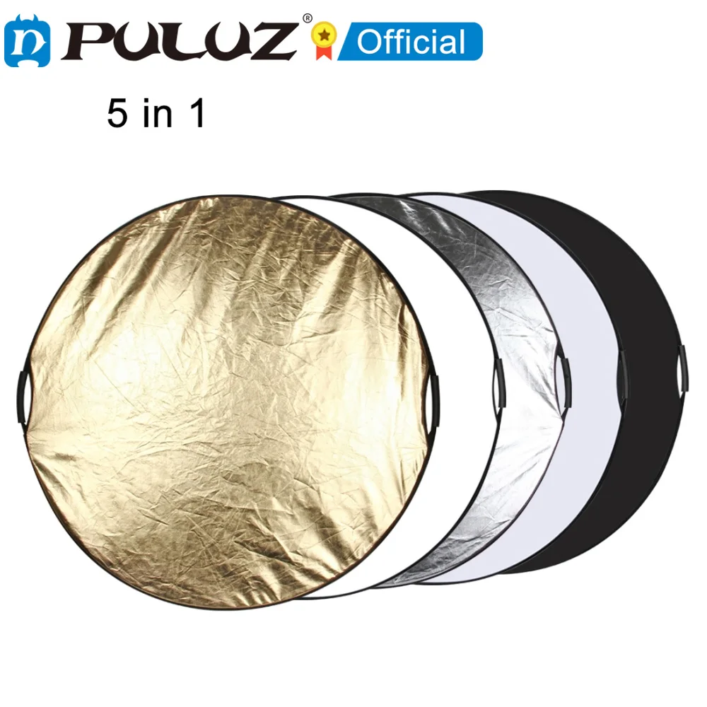 Отражатель света PULUZ 5 в 1 Отражатель освещения для студийной фотосъемки, складной отражатель света для фотодисков, рукоятка