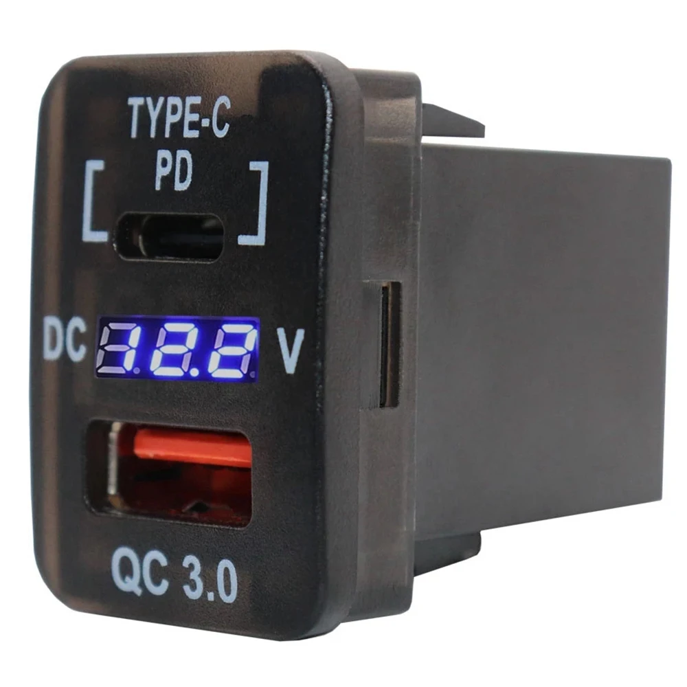 Автомобильное USB-зарядное устройство 30X20 мм QC3.0 Быстрая зарядка с адаптером USB-зарядного устройства PD Type C для