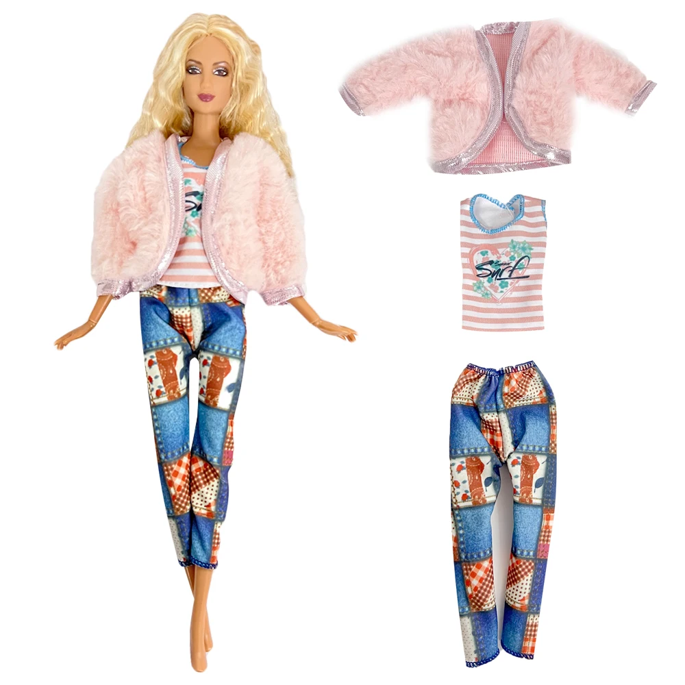 Новые 3 предмета / комплект современной одежды, аксессуары для кукол для девочек, Модное пальто + рубашка + брюки, повседневная одежда, наряд для платья куклы Барби