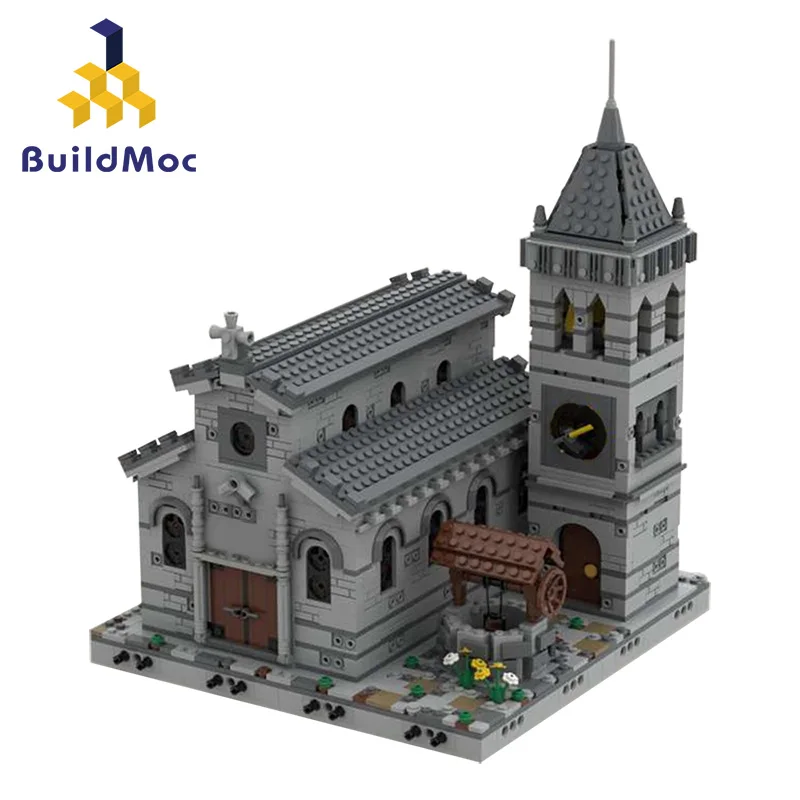 Buildmoc Средневековая церковь, Модульные строительные блоки Нотр-Дам, Старинные кирпичи знаменитой церковной архитектуры, Игрушки для детей, подарки