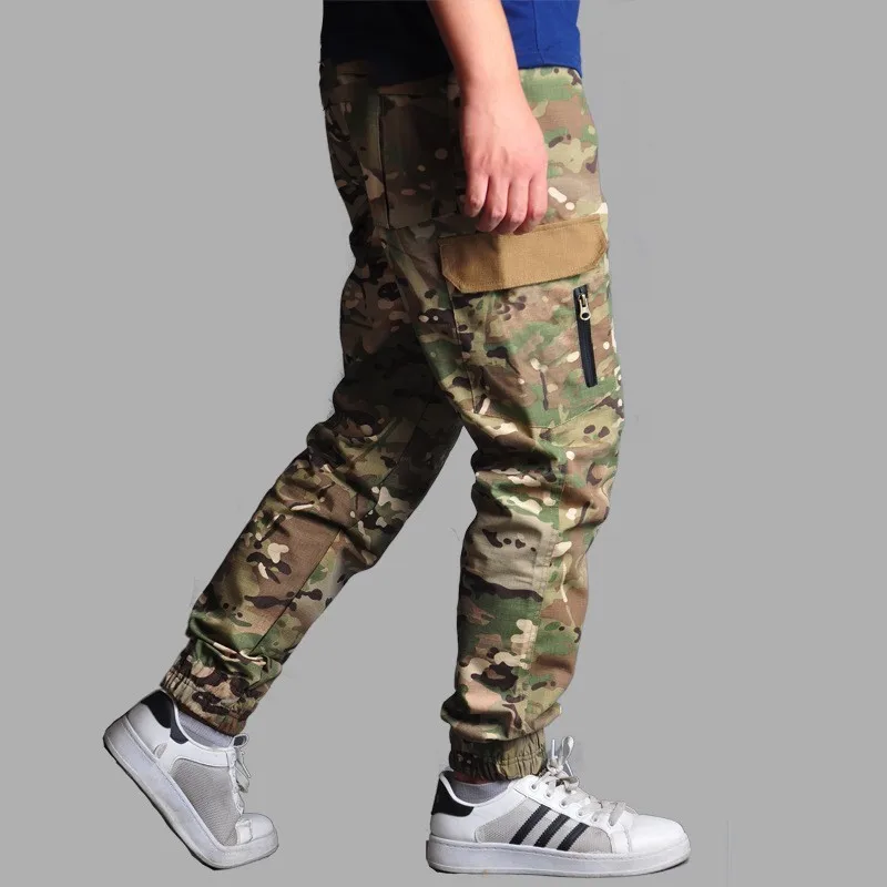 Весенне-осенний мужской камуфляжный комбинезон Army Fan Combat Training Тактические брюки-карго Для спорта на открытом воздухе Тонкие военные брюки