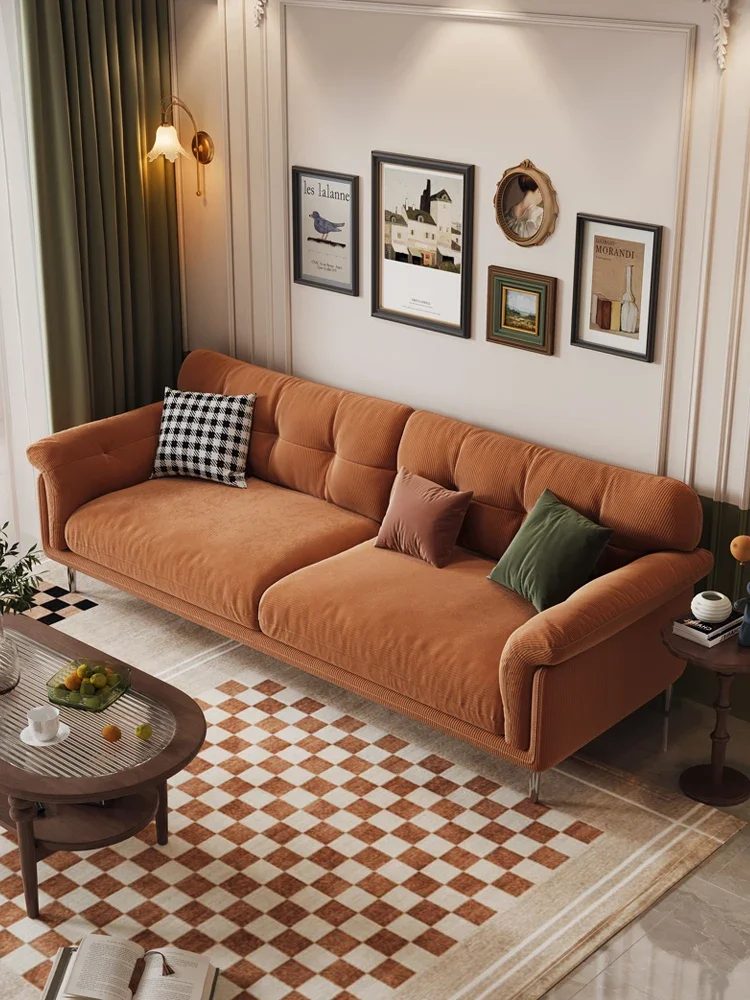 Французская ретро ткань прямой диван гостиная апартаменты с проживанием в семье американская мебель