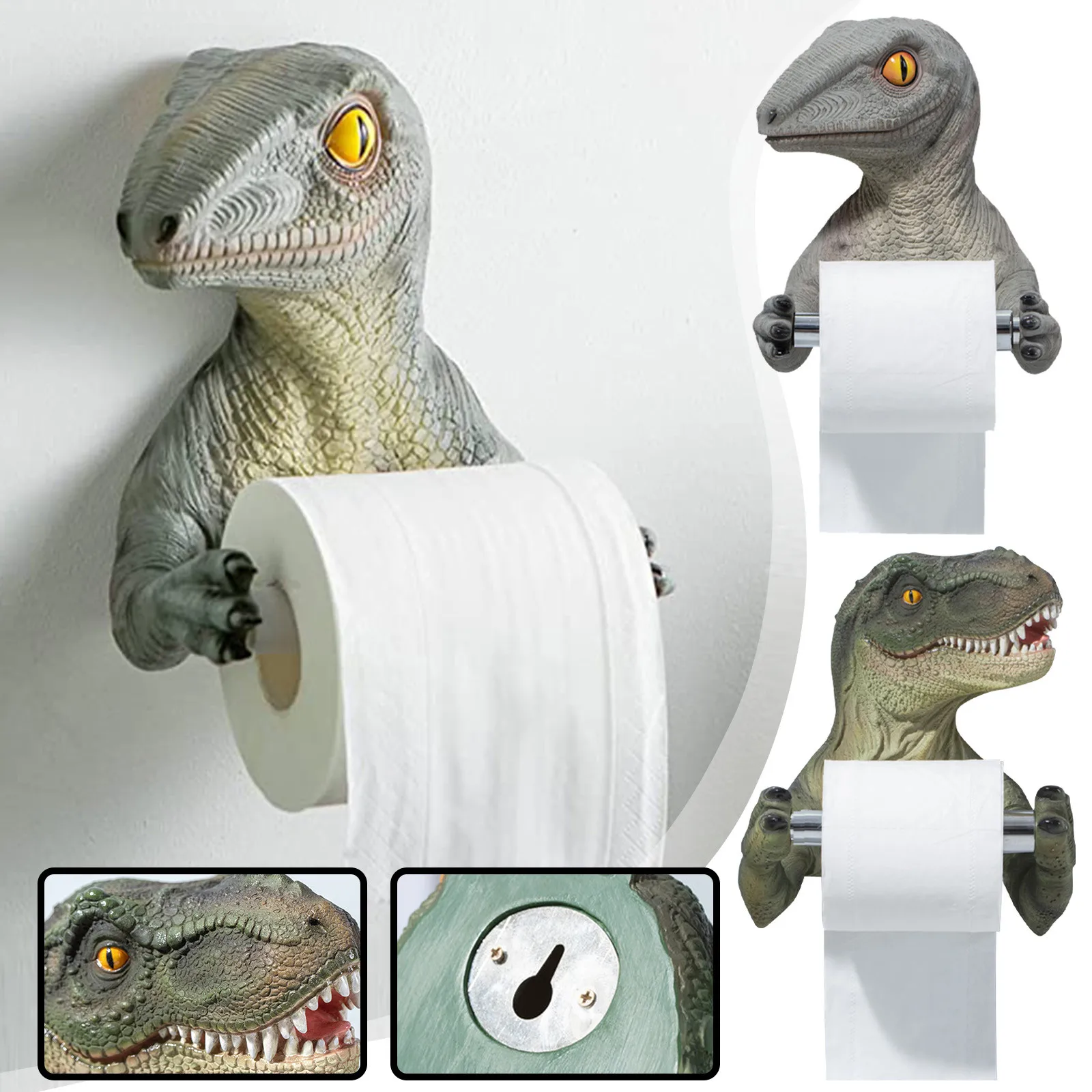 Креативный Держатель для рулона туалетной бумаги с динозавром, Держатель для полотенец для ванной комнаты с перфорацией из свободной смолы, кронштейн для хранения полотенец для мытья лица