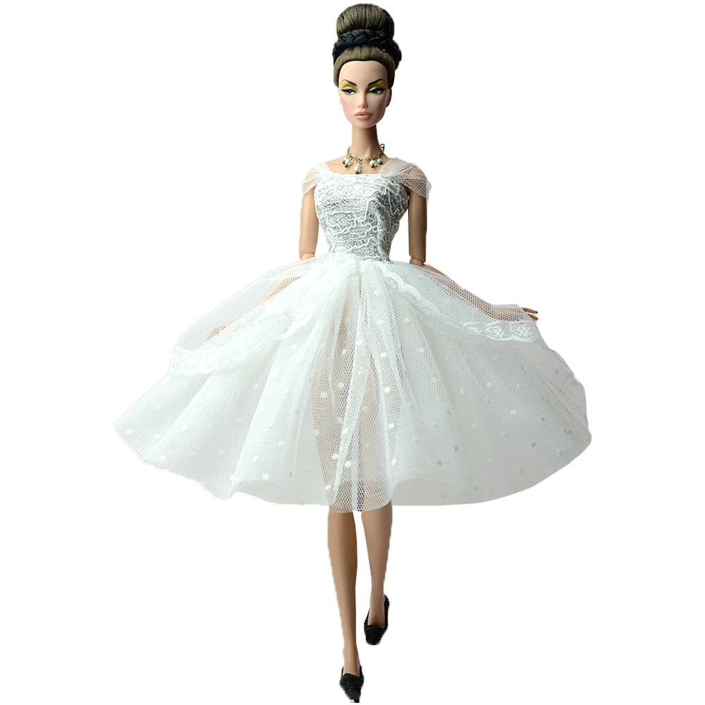 NK 1 комплект, белое свадебное платье принцессы длиной 30 см, благородная элегантная модная праздничная одежда для куклы Барби, аксессуары, Подарочная игрушка для девочки