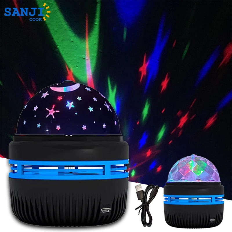 SanjiCook LED Красочная Проекционная Лампа Звездного Неба Вращающийся Волшебный Шар Луна Звезда Хрустальный Ночник Освещение украшения спальни