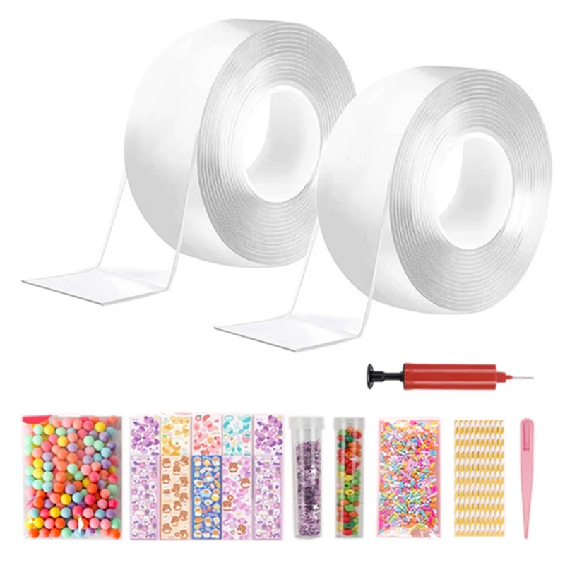 Нано-лента для замешивания пузырей, полный набор наклеек, Клейкая лента, игрушка для выдувания пузырей