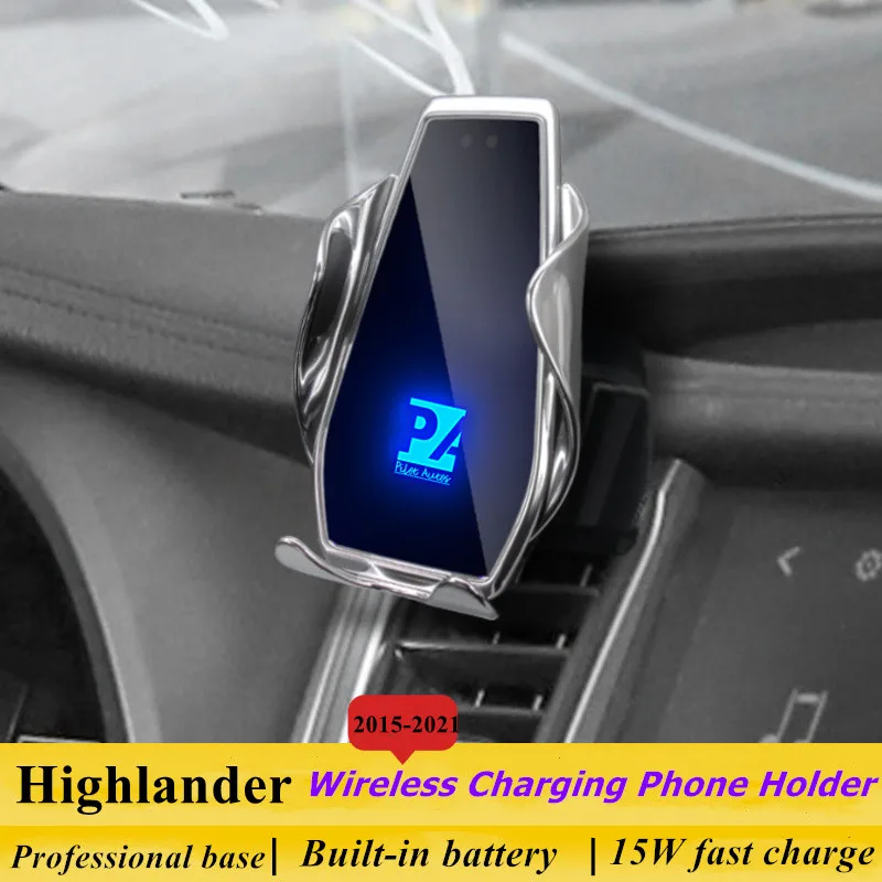 2015-2021 Для Toyota Highlander Держатель мобильного телефона Беспроводное зарядное Устройство Крепление для автомобиля Навигационный кронштейн Поддержка GPS Вращение на 360 °