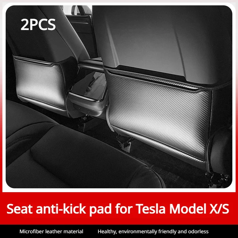 2 шт. Противоударная накладка для сиденья Tesla Model X/S, Кожаная защитная крышка для спинки автокресла, аксессуары для интерьера автомобиля, украшение для Tesla