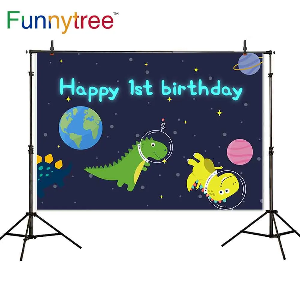 Забавный фон из дерева для фотостудии Space cartoon birthday Planet dinosaur child пользовательский фон для фотосессии photobooth