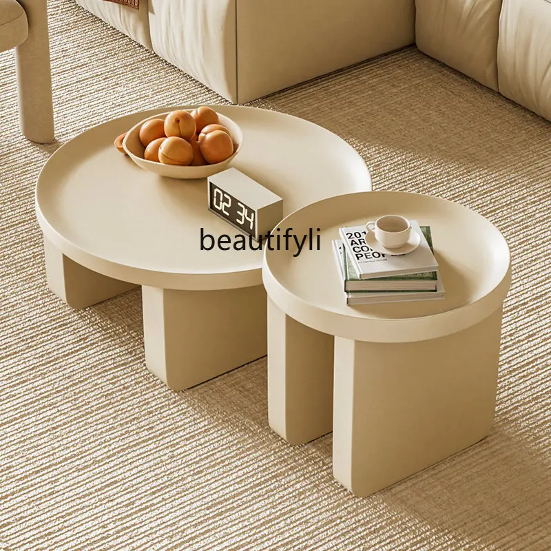 Современный минималистичный чайный столик в скандинавском кремовом стиле, сочетание размеров, Индивидуальный стиль, круглый чайный столик, мебель для столов
