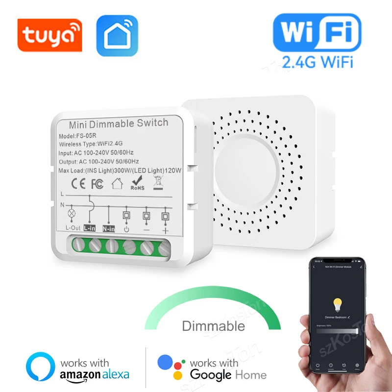 Tuya WiFi Smart Dimmers 100 ~ 240 В Светодиодный Модуль Переключения Диммера 1 Канальный Регулятор Яркости Лампочки Работает с Alexa Google Home