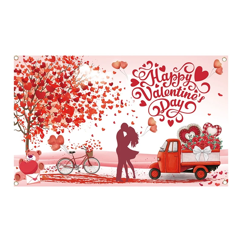 Цельнокроеный фон с Днем Святого Валентина Баннер Love Heart Фон для украшения вечеринки 71 X 43,3 дюйма красного цвета на День Святого Валентина
